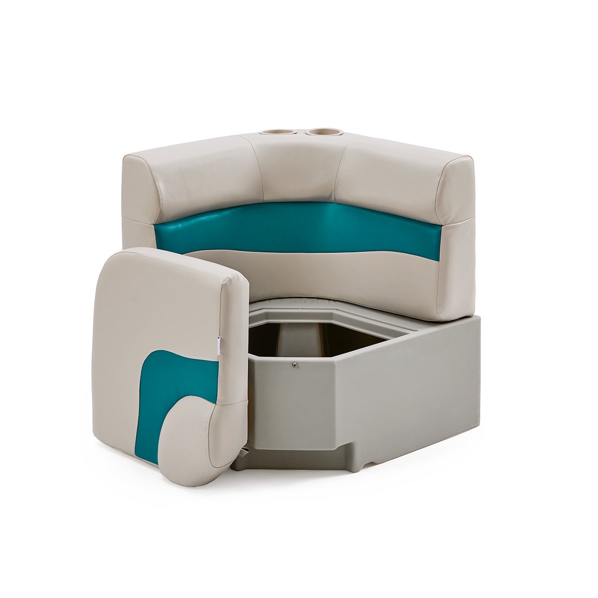 DeckMate Classic Corner Seat for Pontoon open #color_ivory & teal