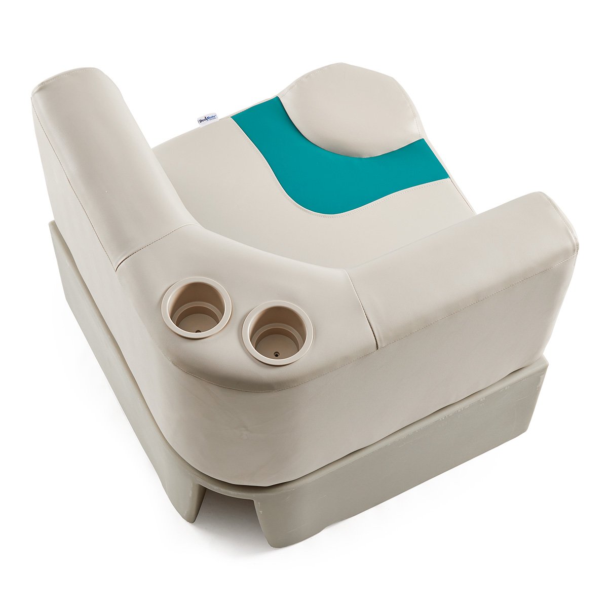 DeckMate Classic Corner Seat with cupholders for Pontoon #color_ivory & teal