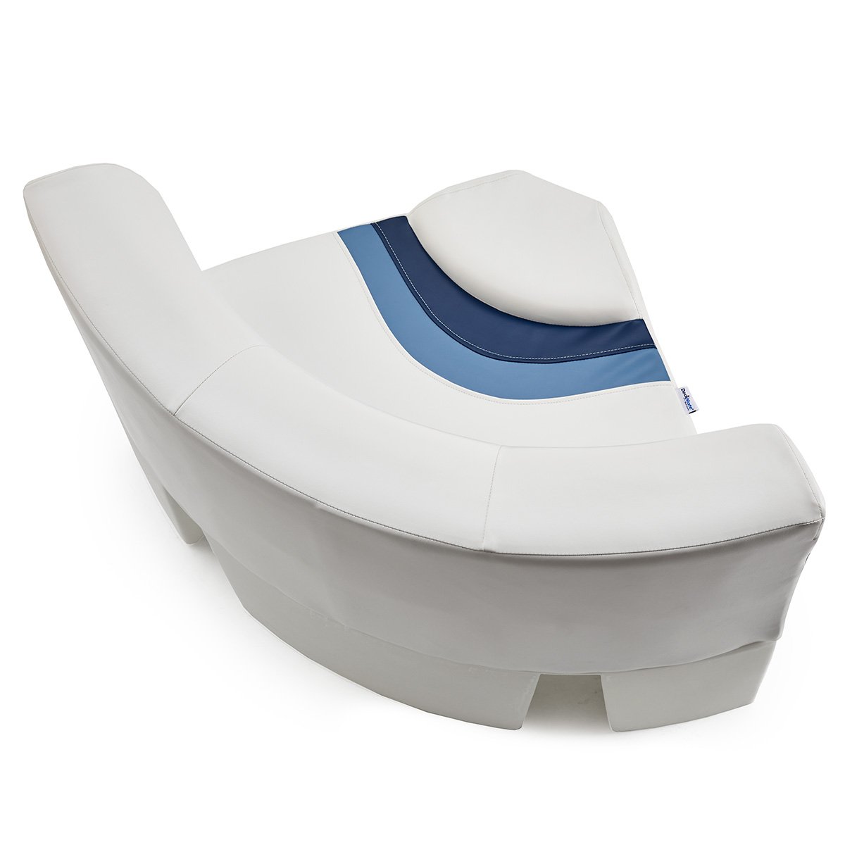 DeckMate Pontoon Boat Corner Seat Bow cushion top down #color_white, blue & light blue
