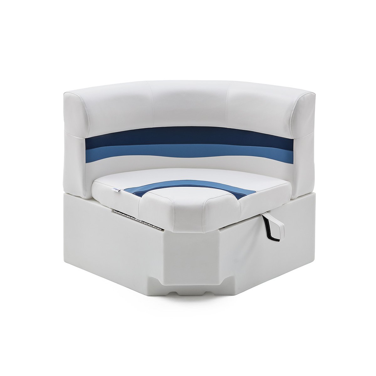 DeckMate Pontoon Boat Corner Seat Bow #color_white, blue & light blue