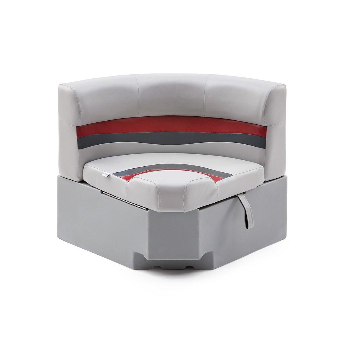 DeckMate Pontoon Boat Rounded Bow Seat #color_gray, red & charcoal
