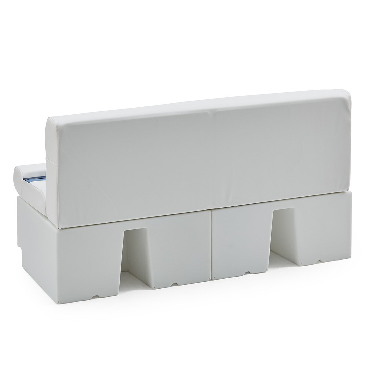 DeckMate Classic Pontoon Seat Bench rear #color_white, blue & light blue