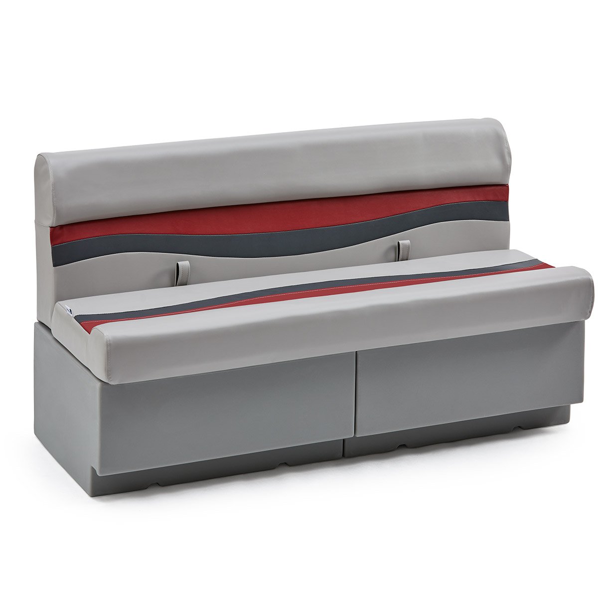 DeckMate Classic Pontoon Seat Bench #color_gray, red & charcoal