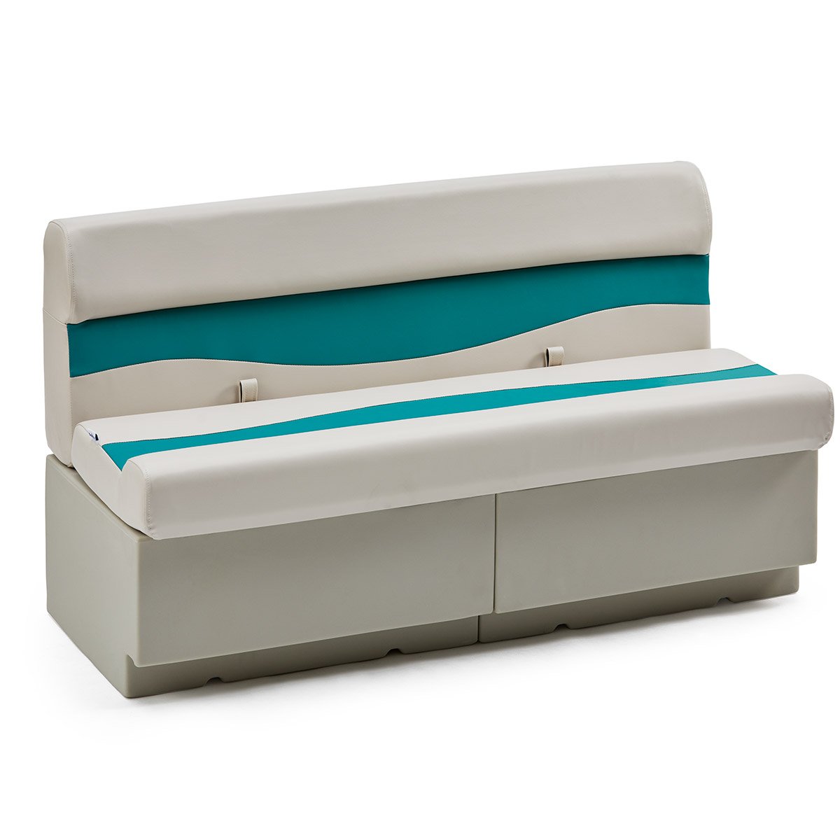 DeckMate Classic Pontoon Seat Bench #color_ivory & teal
