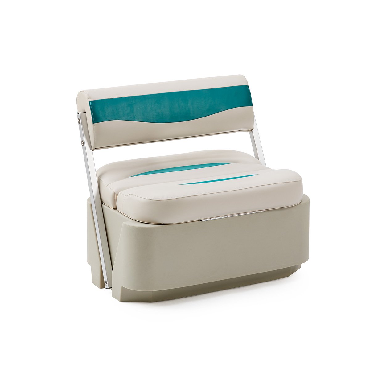 DeckMate Classic Pontoon Boat Flip Flop Seat #color_ivory & teal