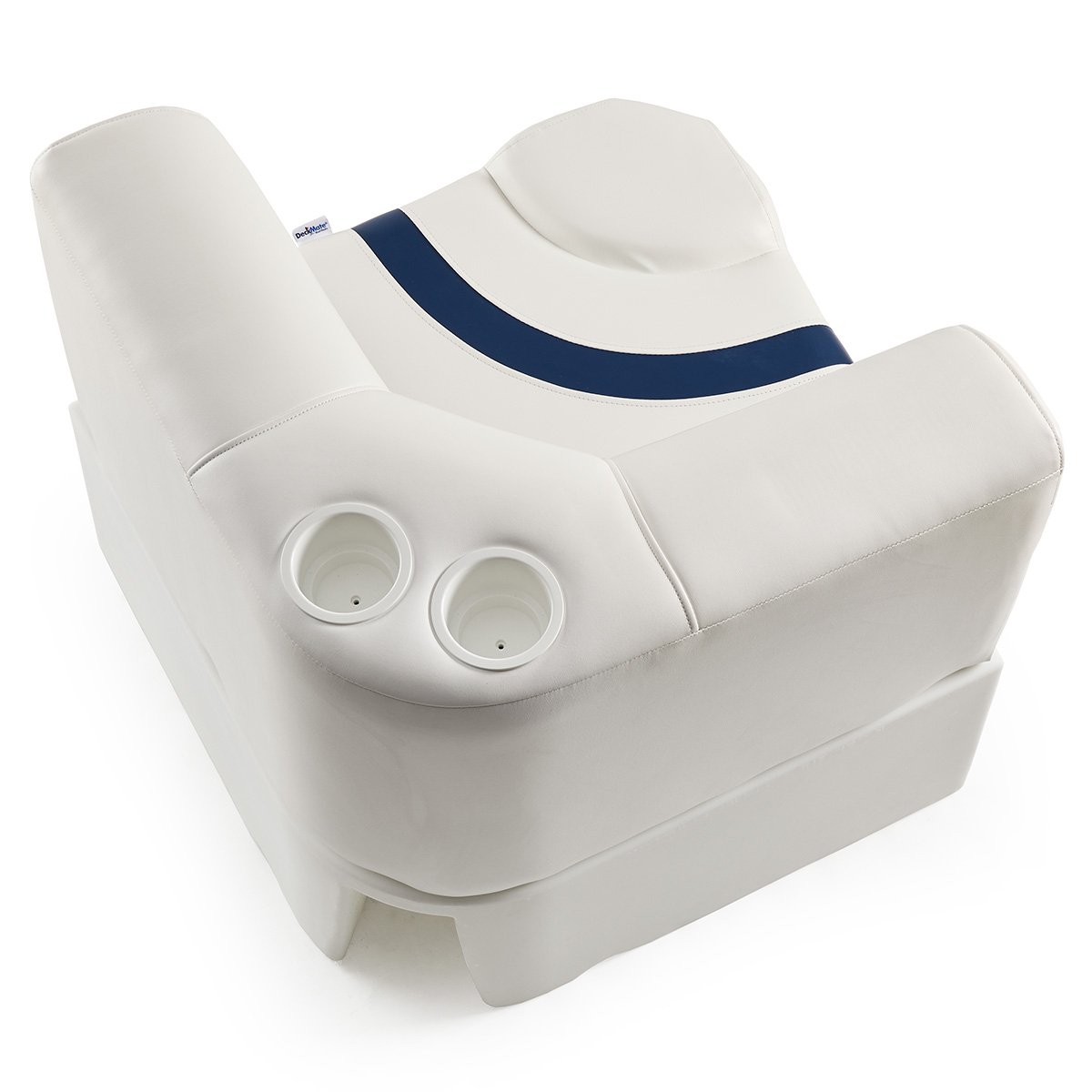 DeckMate Pontoon Corner Seat with cupholders #color_white, blue & light blue