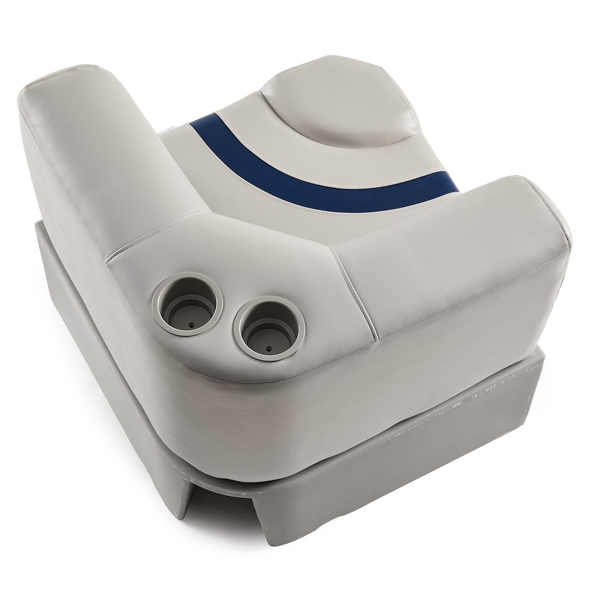 DeckMate Pontoon Corner Seat with cupholders #color_gray, blue & charcoal