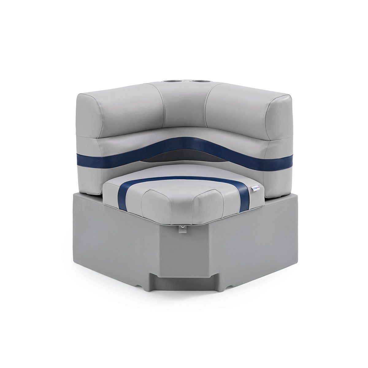 DeckMate Pontoon Boat Corner Seat #color_gray, blue & charcoal