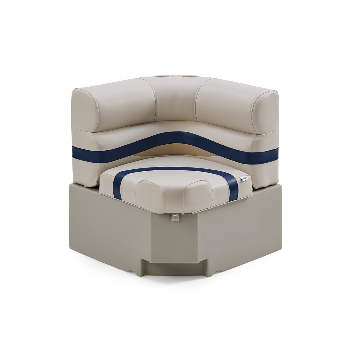 DeckMate Pontoon Corner Seat #color_ivory, blue & tan