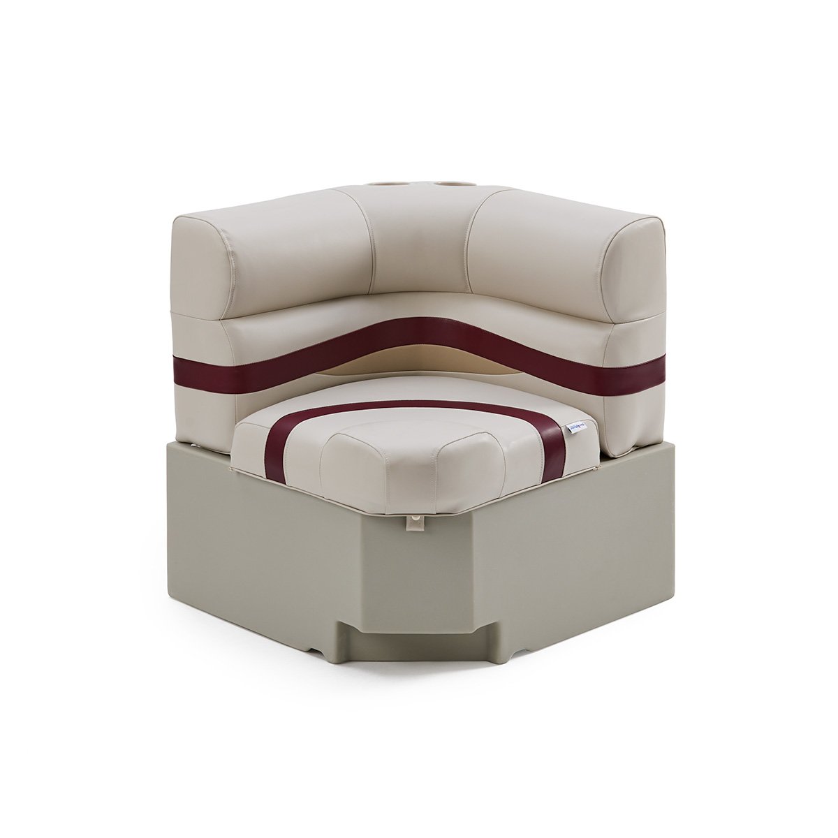 DeckMate Pontoon Corner Seat #color_ivory, burgundy & tan