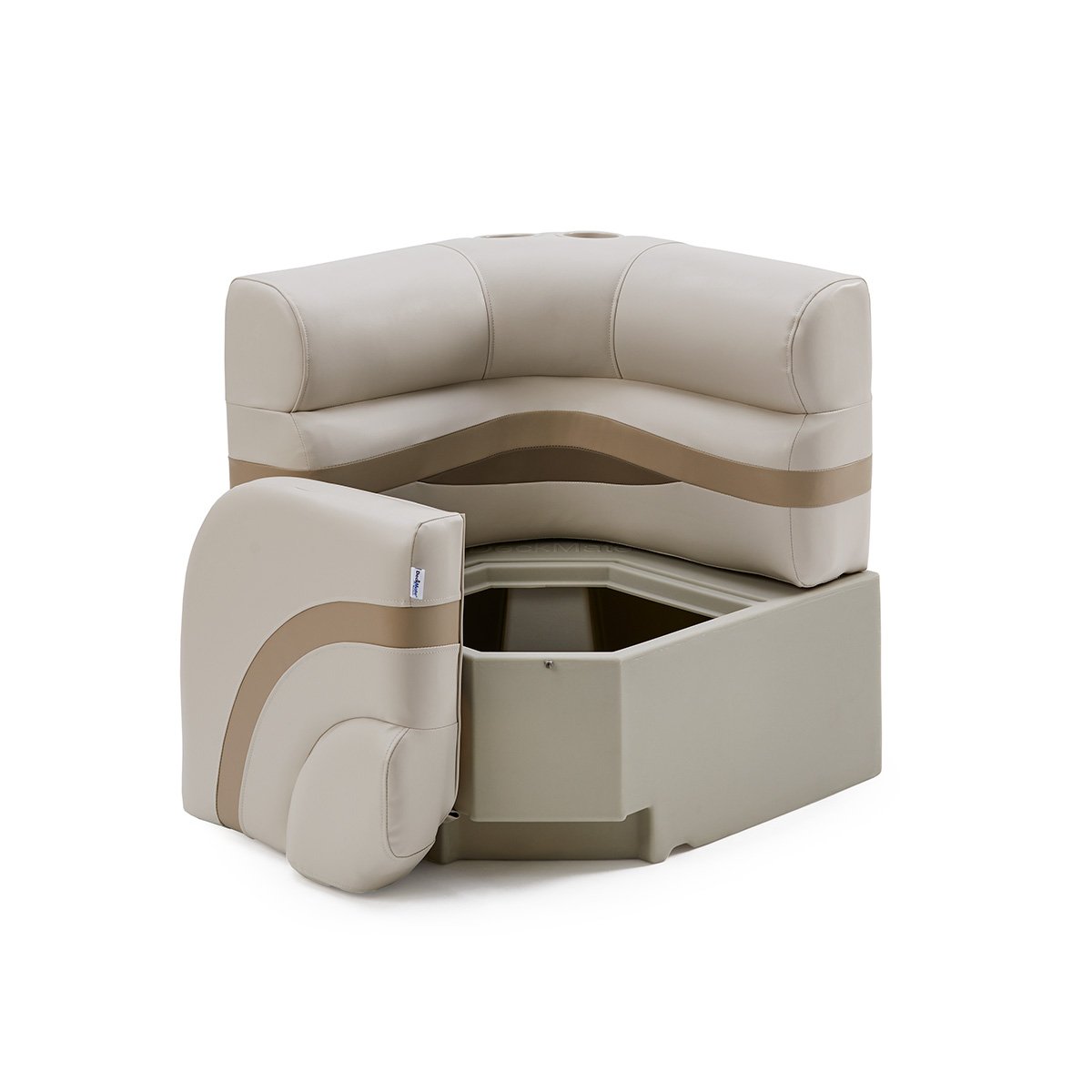 DeckMate Pontoon Corner Seat Open #color_ivory, tan & beige
