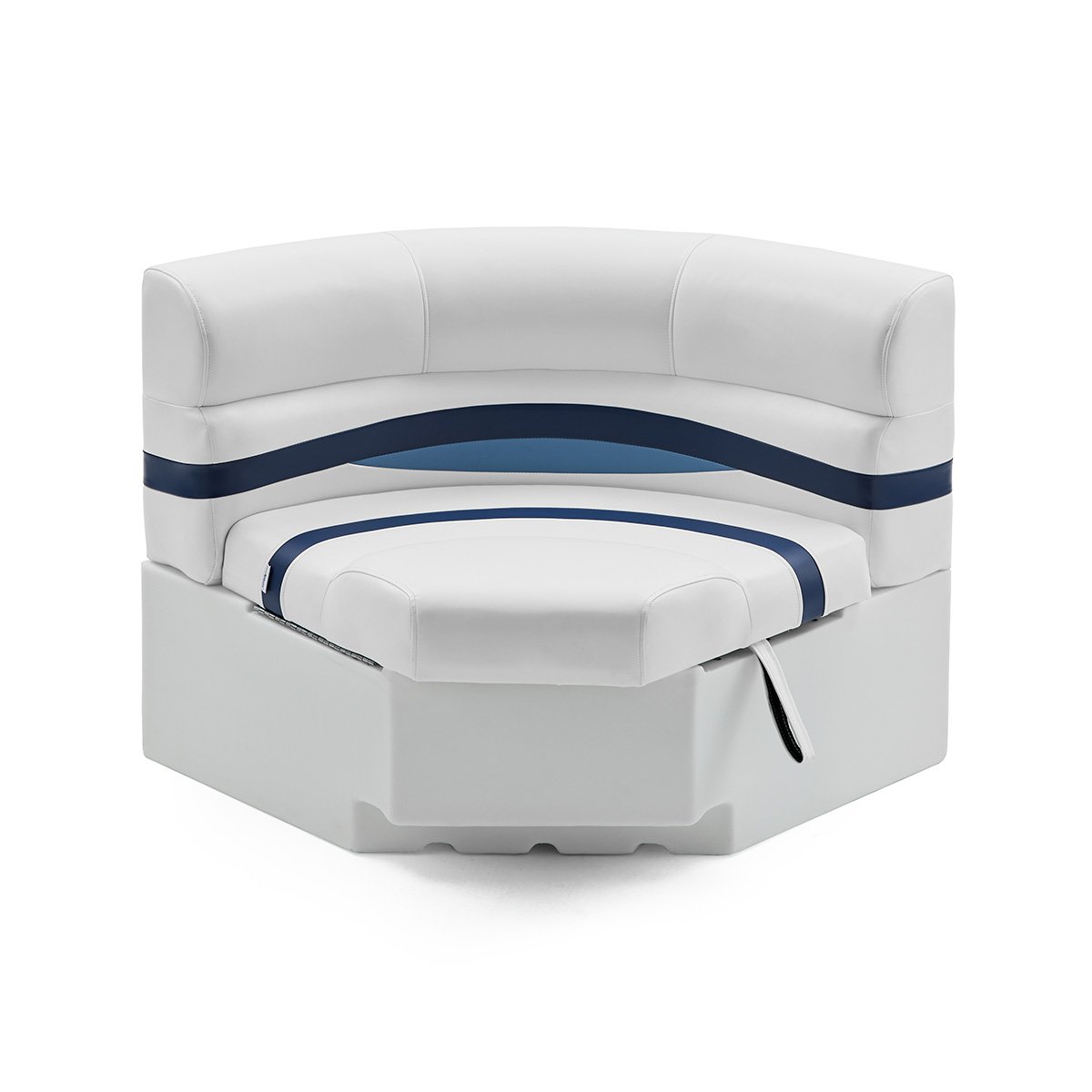 DeckMate Pontoon Boat Corner Bow Seat #color_white, blue & light blue