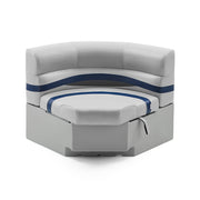 DeckMate Pontoon Boat Corner Bow Seat #color_gray, blue & charcoal