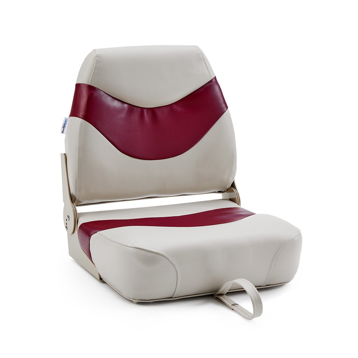 DeckMate Pontoon Boat Fishing Seat #color_ivory & burgundy