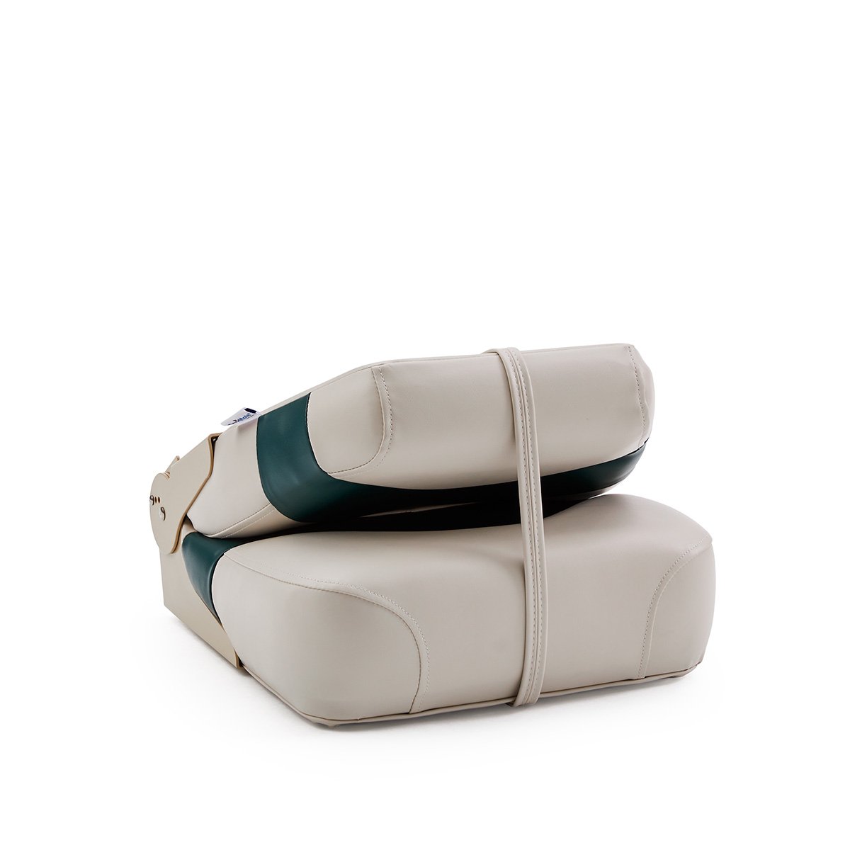 DeckMate Pontoon Boat Fishing Seat closed #color_ivory & green