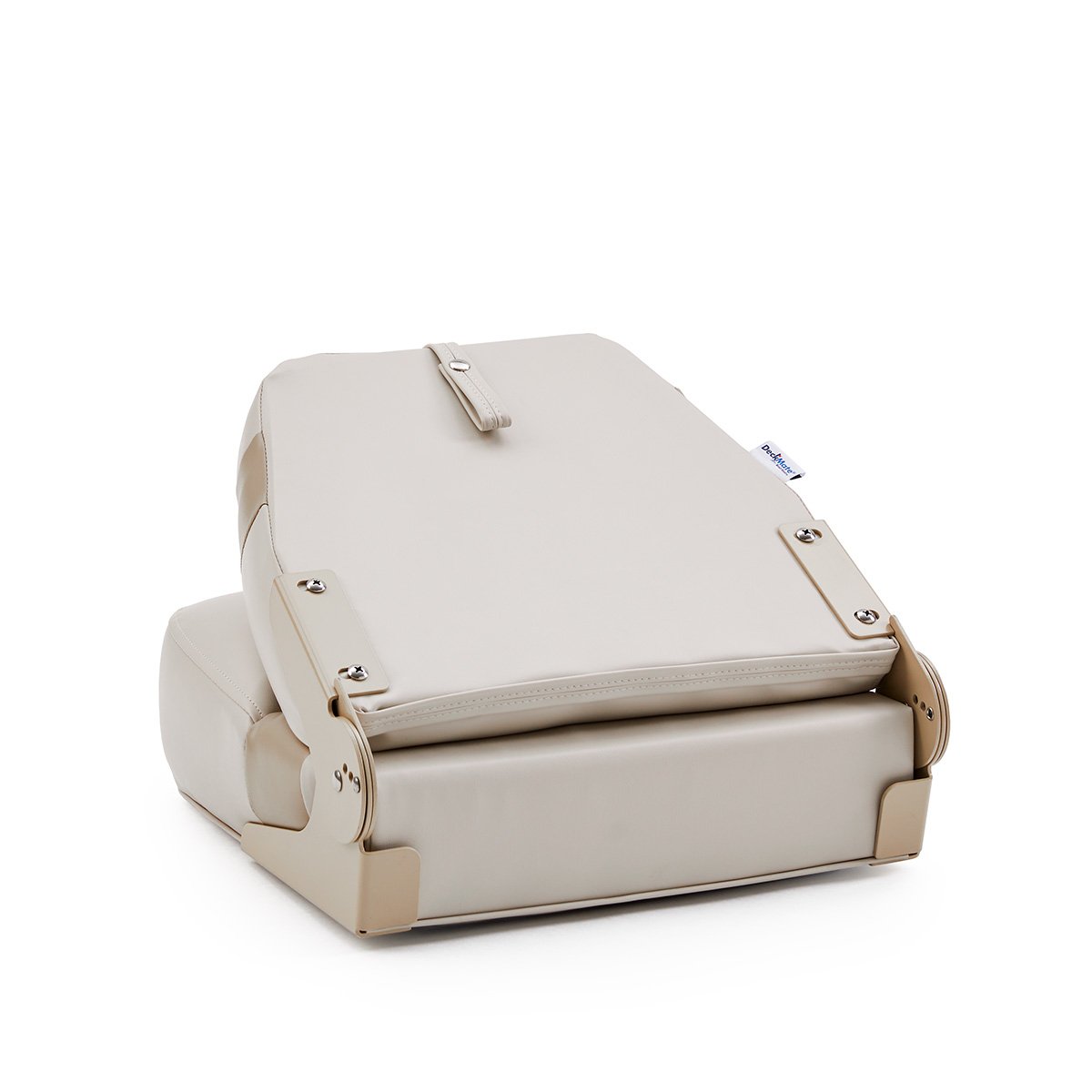 DeckMate Pontoon Boat Fishing Seat back closed #color_ivory & tan