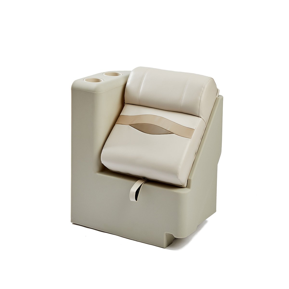 DeckMate Premium Left Lean Back Boat Seat #color_ivory, tan & beige