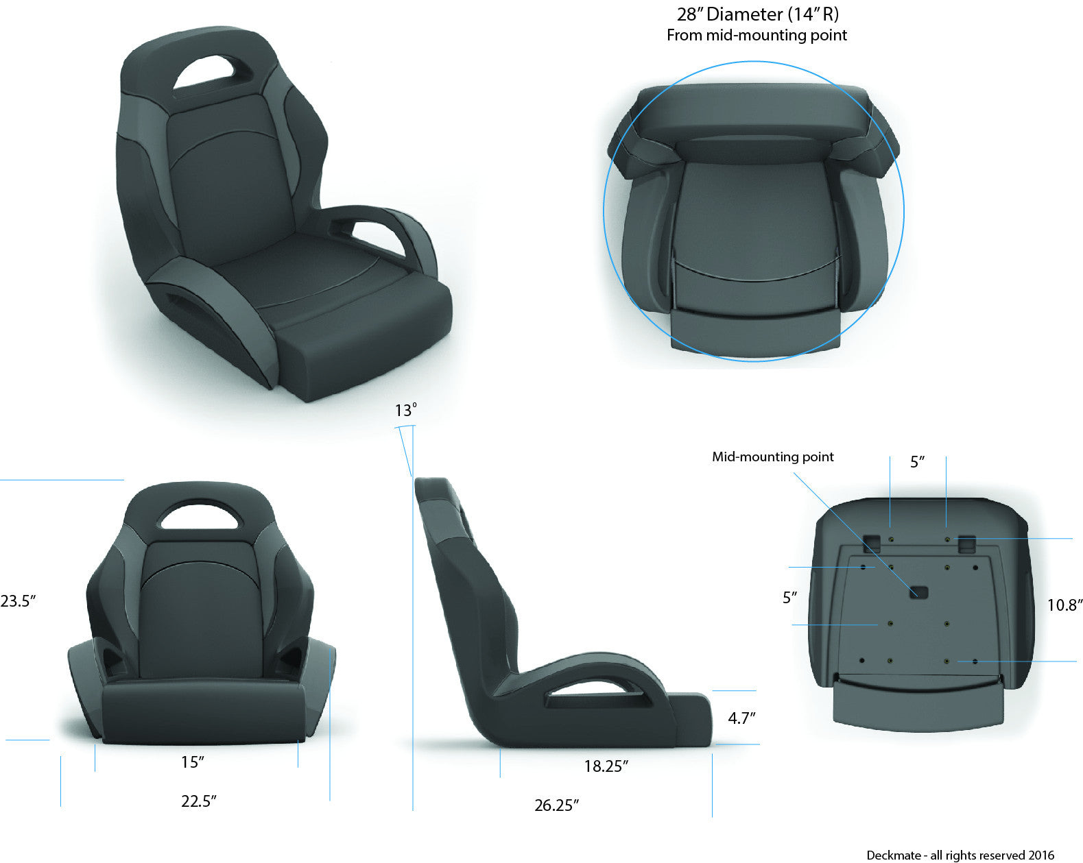 High Back Bass Boat Bucket Seats