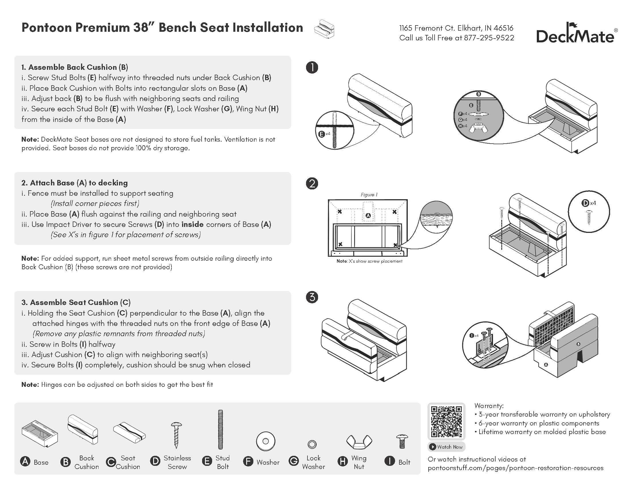 38" Luxury Pontoon Boat Seats