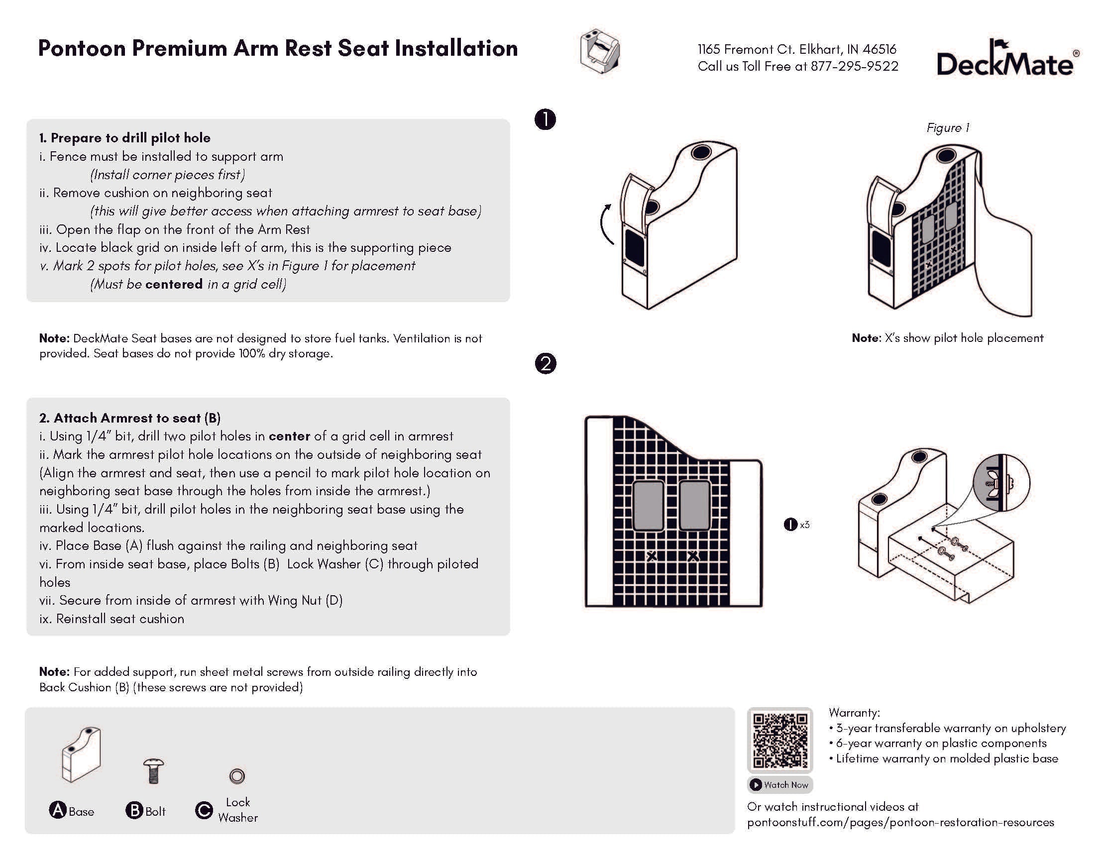 Right Luxury Pontoon Seat Arm