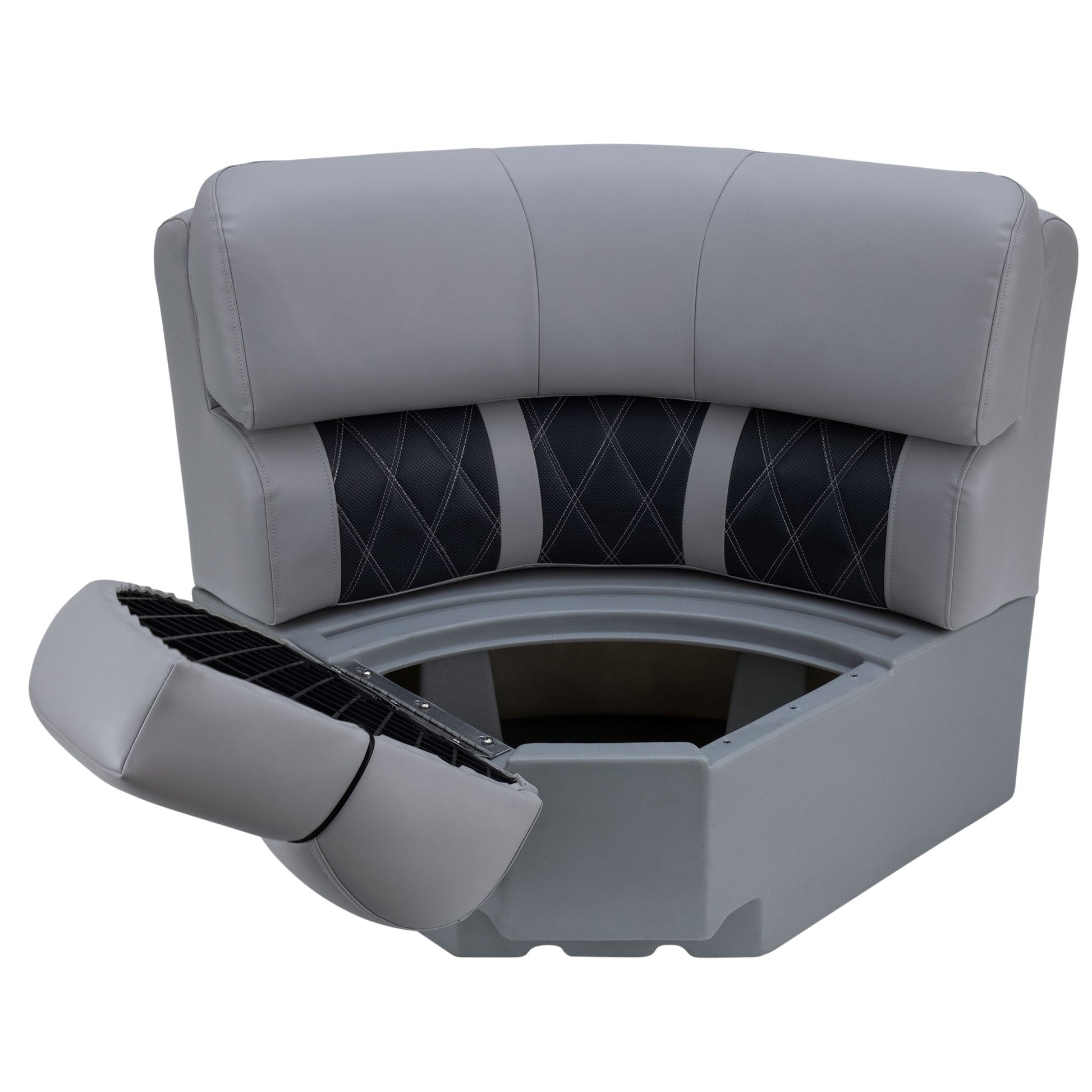 DeckMate Luxury Radius Corner Seat face open  #color_charcoal & gray